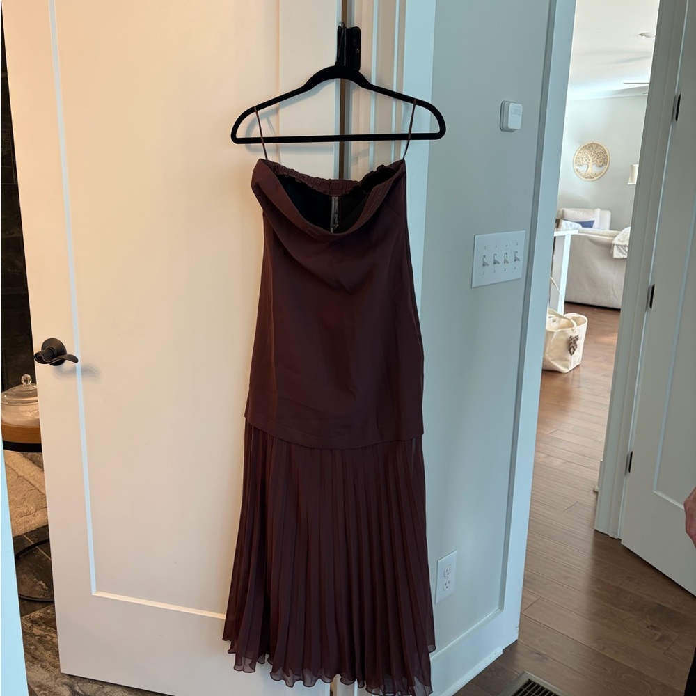 Anthropologie Strapless Pleated Midi Dress